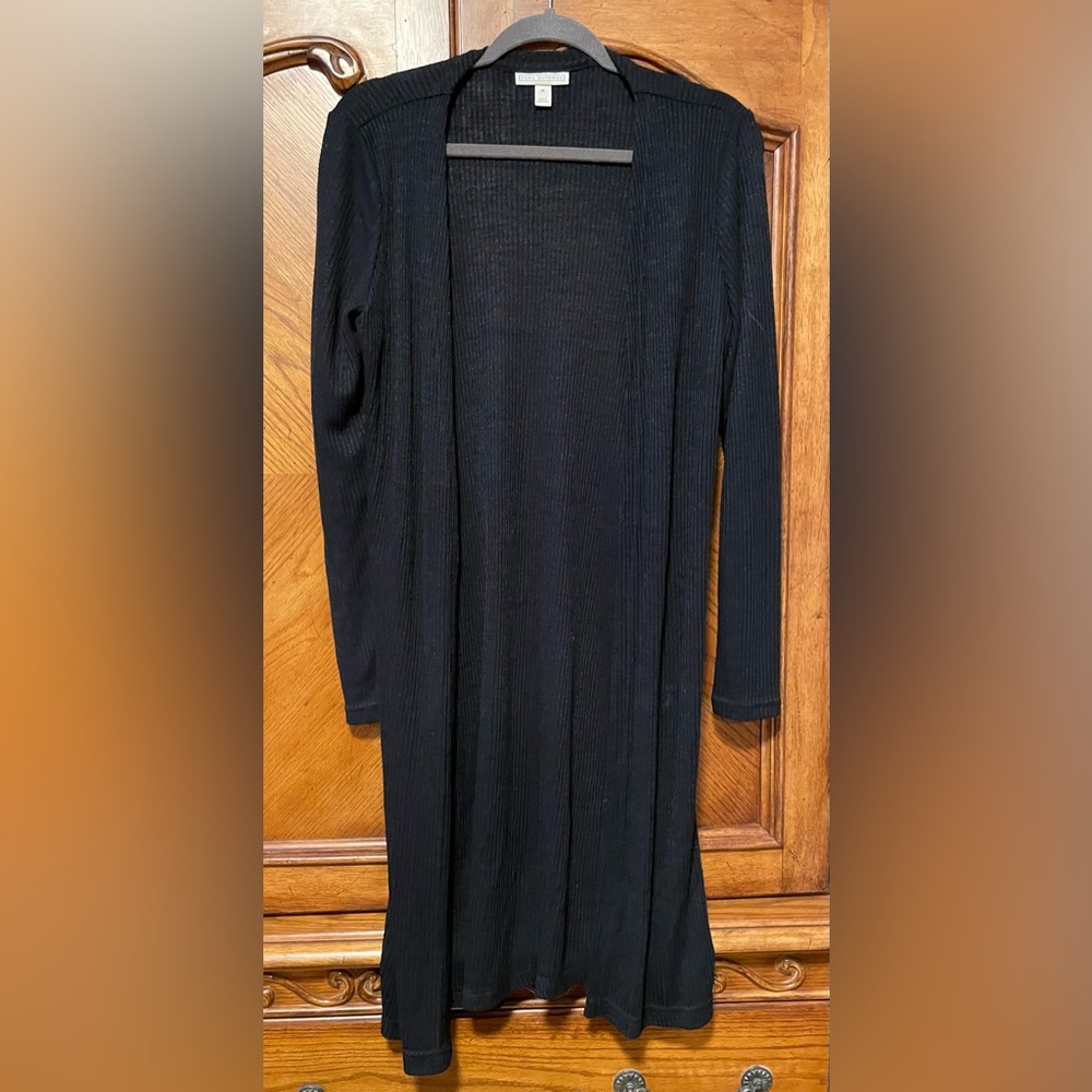 Dana Buchman Long Black Cardigan Sweater Size Medium